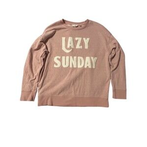 SHIRALEAH Pink Lazy Sunday Chenille Letter Graphic Sweatshirt Women's Medium